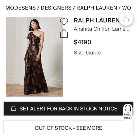 Ralph Lauren Collection Evening Gown Chiffon Floral Silk Maxi Dress $4K Runway 0 - Picture 5 of 11